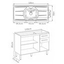 Ver imagem 2 de Conjunto de Cozinha Intenza 120cm com Armário Aéreo e Balcão com Pia Freijó Chumbo Nicioli Ghelplus