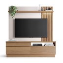 Ver imagem 1 de Home Theater Coimbra para TV até 70 Polegadas com LED e Gavetas Freijó/Off White - Bela Móveis