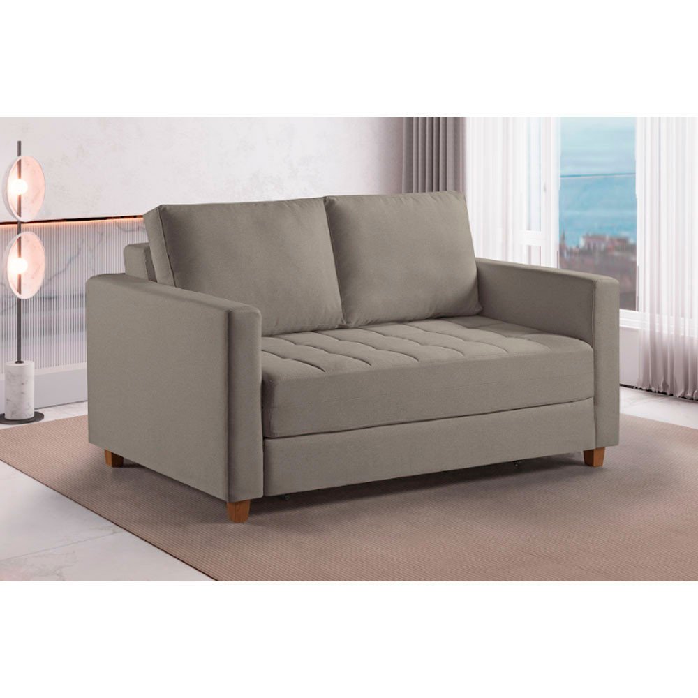 Sofa Cama Casal Marcelle 2 Lugares 150cm Linho Pe de Madeira - 2