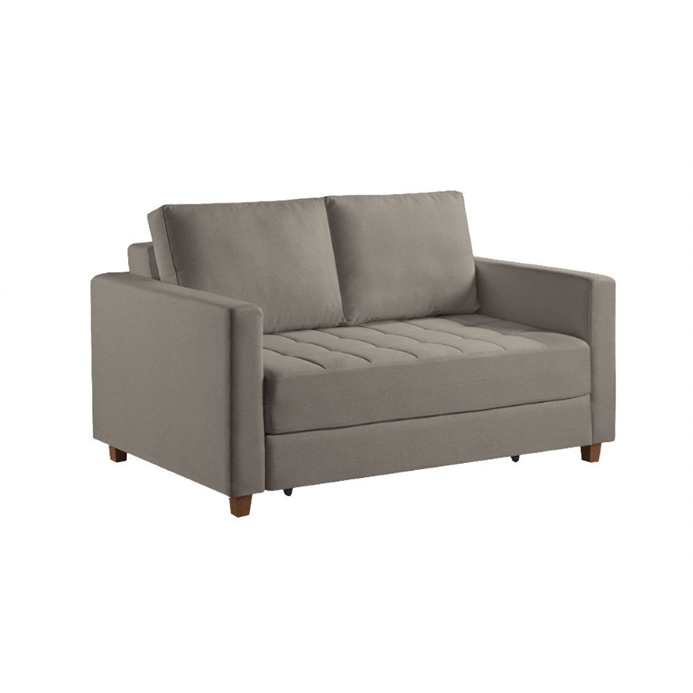 Sofa Cama Casal Marcelle 2 Lugares 150cm Linho Pe de Madeira