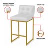 Banqueta Cozinha Alta com Encosto Industrial Kit 4 Dourado Lirina Pu Branco C05 - D'rossi - 3
