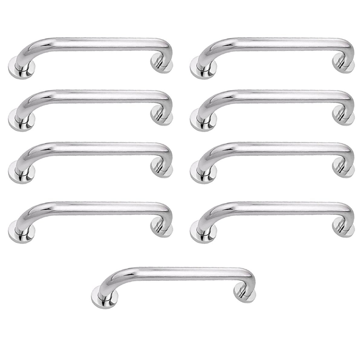 Alça de Apoio 30cm Barra Inox Kit 9 Unidades Cadeirante Idoso Acessibilidade Box Corrimao Banheiro S - 1