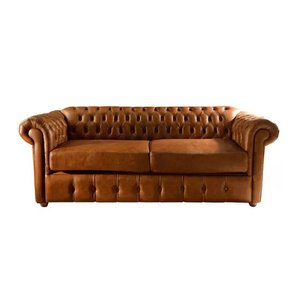 Sofá Chesterfield Capitone Luis XV Vicenzo Couro Eco Caramelo 2M / Decoracao, sala tv estar, recepça