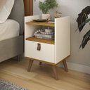 Ver imagem 2 de Mesa de Cabeceira para Quarto Versatilidade Inovadora com Pés ou Suspensa!: Off-white C/ Freijo