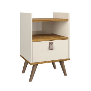Mesa de Cabeceira para Quarto Versatilidade Inovadora com Pés ou Suspensa!: Off-white C/ Freijo