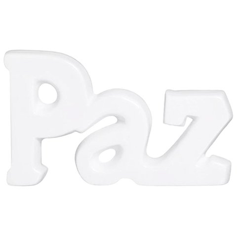 Palavra Paz em Cerâmica Decoração de Sala e Escritório - Branca