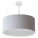 Ver imagem 1 de Lustre Pendente Cilíndrico Duplo Md-4291 Cúpula em Tecido 60x30cm Rustico Cinza - Bivolt