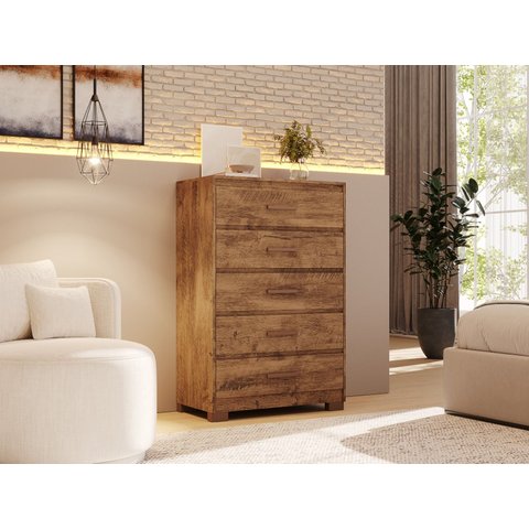 Comoda Brilhante 5 Gavetas Armário para Quarto e Sala Ipê