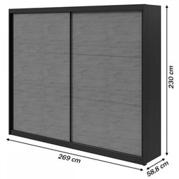 Guarda-Roupa Casal Toronto 2 Portas 6 Gavetas 100% Mdf Preto Fosco/Amêndoa - Móveis Lopas - 4