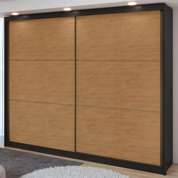 Guarda-Roupa Casal Toronto 2 Portas 6 Gavetas 100% Mdf Preto Fosco/Amêndoa - Móveis Lopas - 1