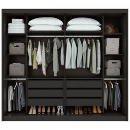 Guarda-Roupa Casal Toronto 2 Portas 6 Gavetas 100% Mdf Preto Fosco/Amêndoa - Móveis Lopas - 3