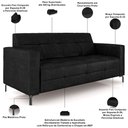 Ver imagem 4 de Sofá 2 Lugares Sala Living Industrial 160cm Senna K01 Couríssimo Preto - Lyam Decor