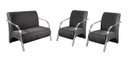 Ver imagem 1 de Conjunto Sevilha 2 Poltronas + 1 Namoradeira Braço Metal Decoração Recepção Sala - Suede Cinza Grafi