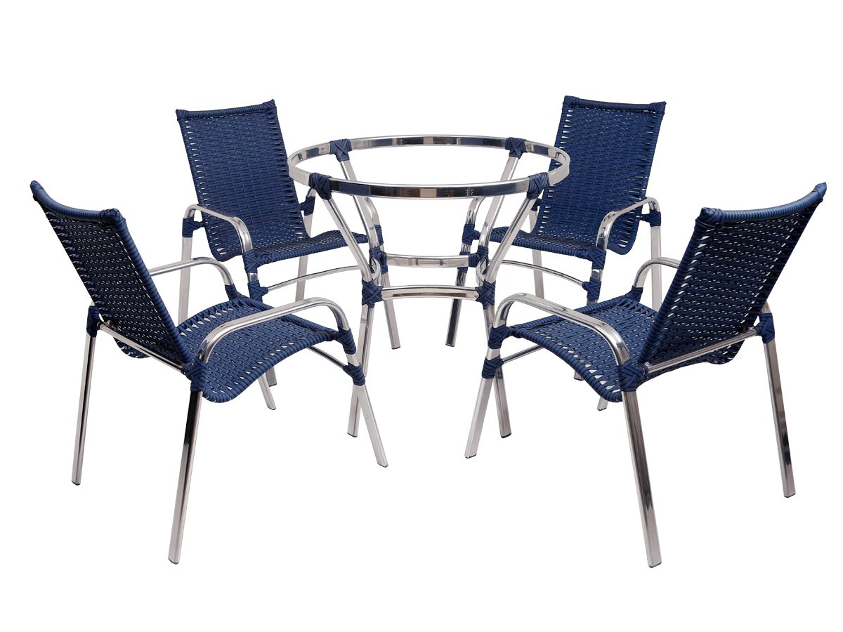 Kit 4 Cadeiras e Mesa, 2 Espreguiçadeiras, 1 Balanço Ninho e 1 Chaise em Alumínio - Mármore - 5