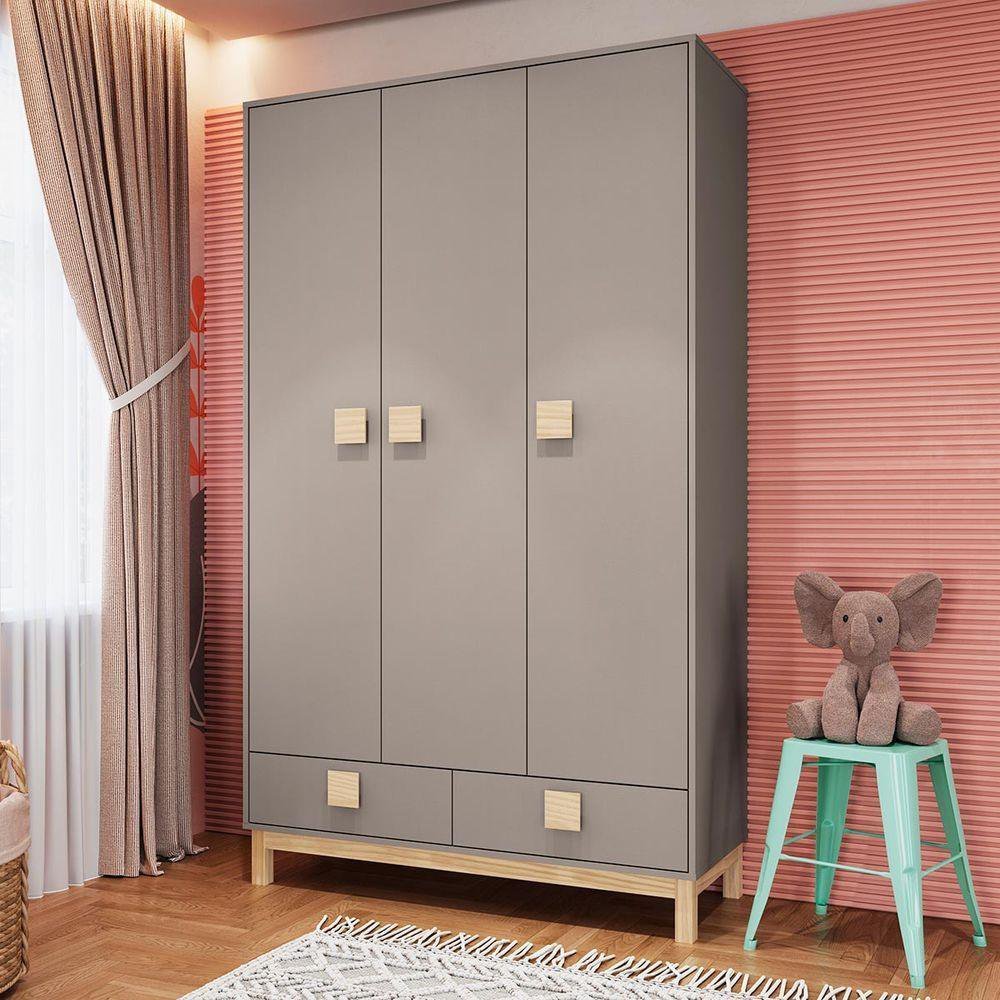 Guarda Roupa Infantil e Bebê com 3 Portas Gianduia | MadeiraMadeira