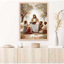 Ver imagem 2 de Quadro Decorativo Jesus Cristo e As Crianças Rezando Orando Ensinando Evangelizando Quarto Infantil