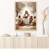 Quadro Decorativo Jesus Cristo e As Crianças Rezando Orando Ensinando Evangelizando Quarto Infantil - 2