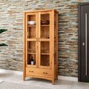 Ver imagem 2 de Cristaleira de Madeira Maciça 2 Portas de Vidro Bella Carvalho Fosco