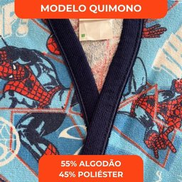 Roupão Aveludado Lepper Estampado Personagens Infantil Homem Aranha M - 6