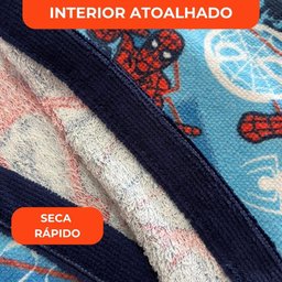 Roupão Aveludado Lepper Estampado Personagens Infantil Homem Aranha M - 5