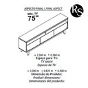 Ver imagem 7 de Bancada para Sala ou Quarto de Tv até 75" Polegadas Estilo Minimalista:cinamomo e Off White