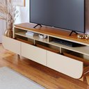 Ver imagem 3 de Bancada para Sala ou Quarto de Tv até 75" Polegadas Estilo Minimalista:cinamomo e Off White