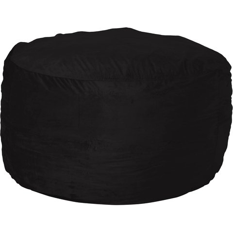 Puff Gigante Redondo 140x80 em Suede Preto sem Enchimento
