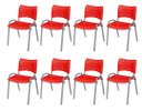 Ver imagem 2 de Cadeira Iso Base Cinza Escola, Escritório Vermelho Kit 8 Un