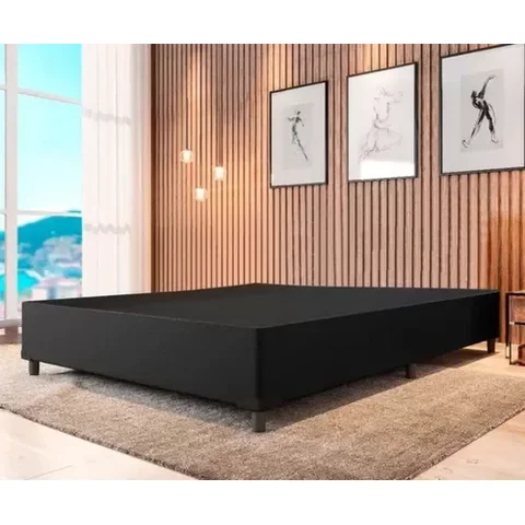 Base Cama Box Preta Sintética 138x188