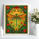 Ver imagem 2 de Quadro Libélula Boho Floral Farm 33x24cm:moldura Preta