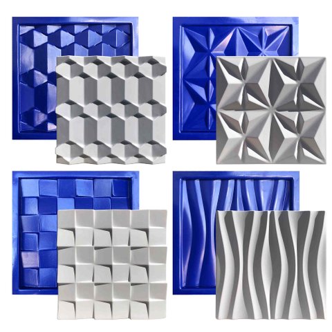 Conjunto 4 Formas 3d Gesso E Cimento Abs 1mm Lindíssimo