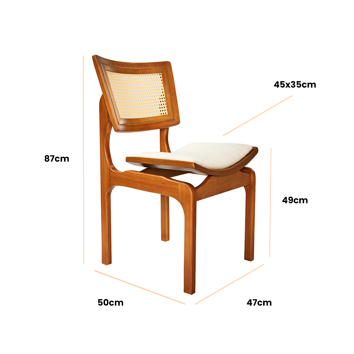 Cadeira com Telinha Sextavada Assento Curvo Estofado Vicent - 2
