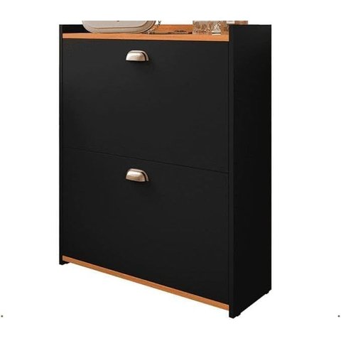 Sapateira Closet Preto/Cinmomo, Decoração Sala Quarto Corredor, Organizador 12 Pares Calçados Sapato
