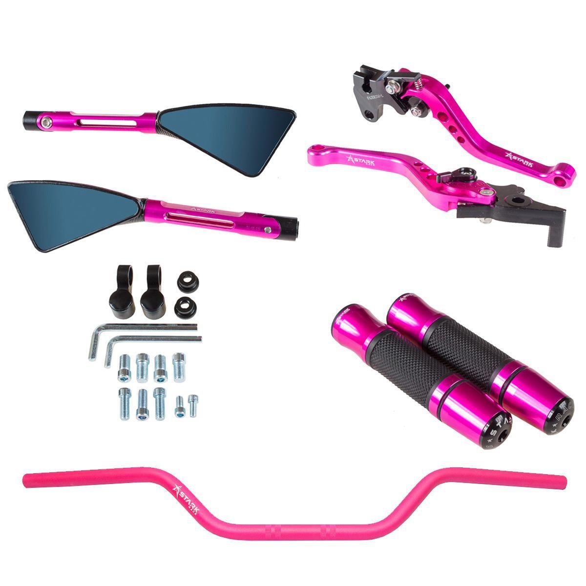 Kit Rosa Guidão 22mm Manopla Jupiter Retrovisor Manete Dk - 1