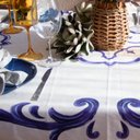 Ver imagem 5 de Toalha de Mesa 8 Lugares 140x270 cm Azul Sarja de Algodão Paixão Mediterrânea