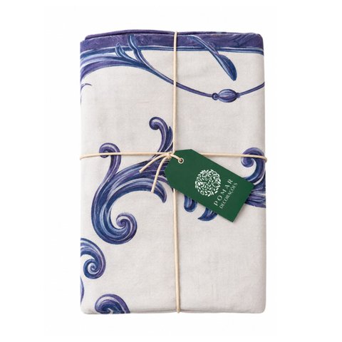 Toalha de Mesa 8 Lugares 140x270 cm Azul Sarja de Algodão Paixão Mediterrânea