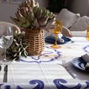 Ver imagem 6 de Toalha de Mesa 8 Lugares 140x270 cm Azul Sarja de Algodão Paixão Mediterrânea