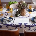 Ver imagem 4 de Toalha de Mesa 8 Lugares 140x270 cm Azul Sarja de Algodão Paixão Mediterrânea