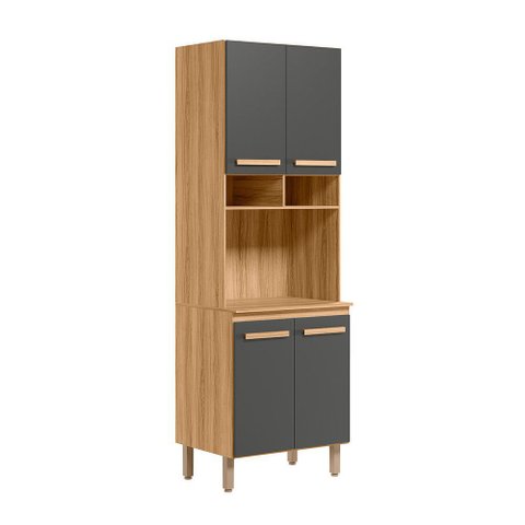 Paneleiro Duplo 4 Portas 70cm Intenza Carvalho Nature/chumbo - Ssx Multicoisas