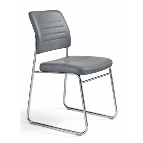 Cadeira Interlocutor Estofada River - Cor Cinza -48107