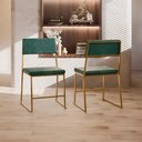 Ver imagem 2 de Kit 4 Cadeira Jantar Cozinha Estofada com Encosto Dourado Suede Dubai