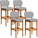 Ver imagem 1 de Kit 04 Banquetas Alta Para Cozinha Madeira Fixa Betta L02 Imbuia Facto Cinza - Lyam Decor