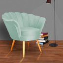 Ver imagem 1 de Poltrona Decorativa Estofada para Quarto Closet Pétala Veludo Acqua - Lm Decor