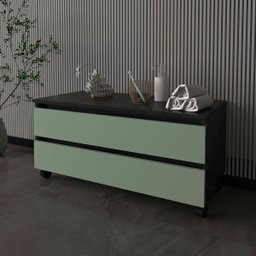 Balcão para Gabinete de Banheiro 2 Gavetas com Rodízios Mármore Lunar/verde Mar - 4