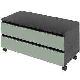 Balcão para Gabinete de Banheiro 2 Gavetas com Rodízios Mármore Lunar/verde Mar - 1