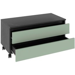 Balcão para Gabinete de Banheiro 2 Gavetas com Rodízios Mármore Lunar/verde Mar - 3
