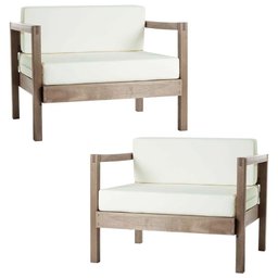 Kit 2 Poltronas de Varanda Gourmet Madeira Maciça com Almofada 1 Lugar Lyza M02 Nogueira - Mpozenato - 1