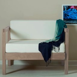 Kit 2 Poltronas de Varanda Gourmet Madeira Maciça com Almofada 1 Lugar Lyza M02 Nogueira - Mpozenato - 2