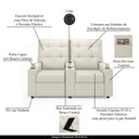 Ver imagem 3 de Poltrona do Papai Reclinável Sala de Cinema Palace 2 Lugares Manual Baú Usb Veludo Bege G23 Encantum