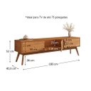 Ver imagem 3 de Rack para Sala Tv 75 Polegadas Pés Madeira 3 Portas 180 Cm Freijó Tivoli